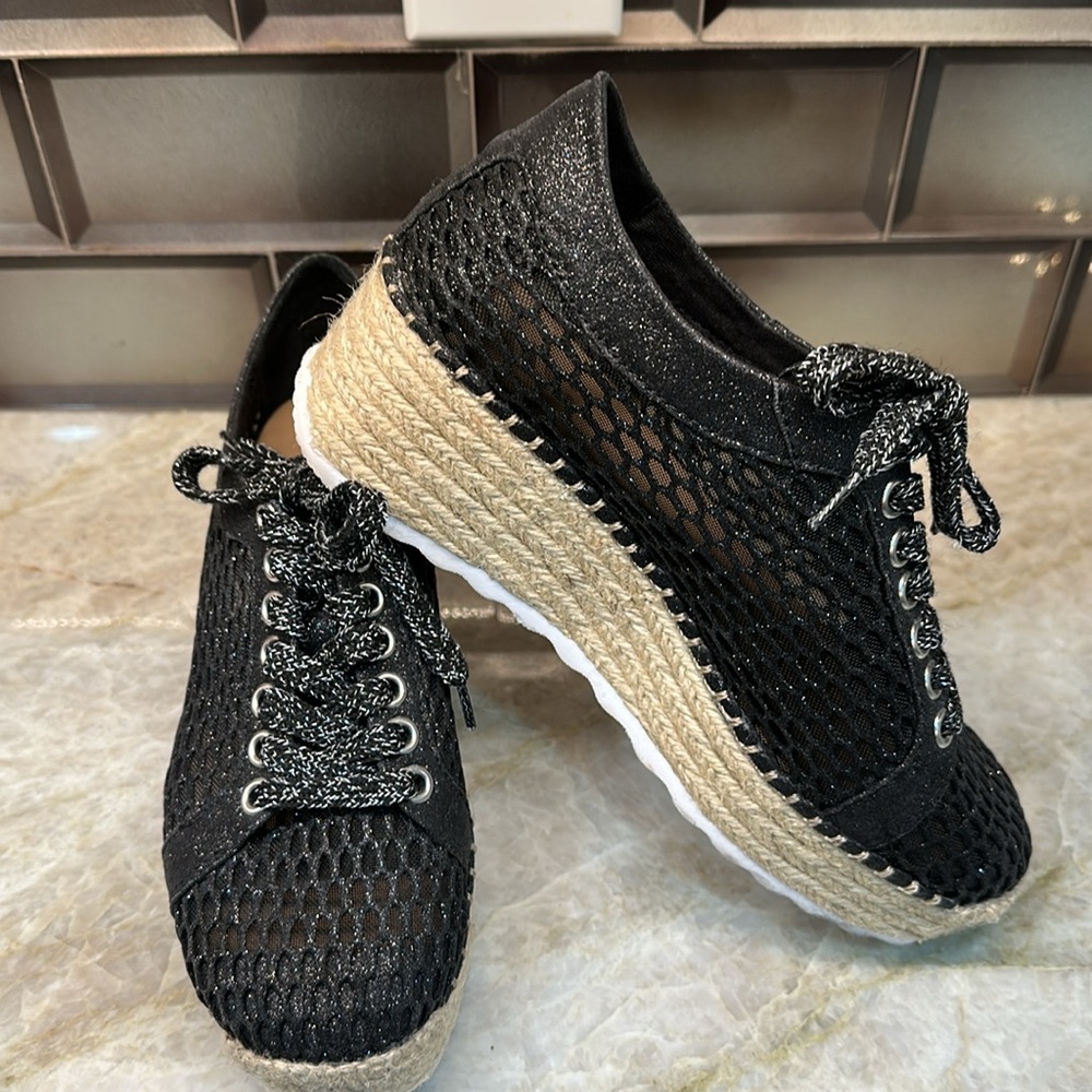 Inc international concept Women's asina mesh sneakers, black glitter size 6.5 - Picture 2 of 4